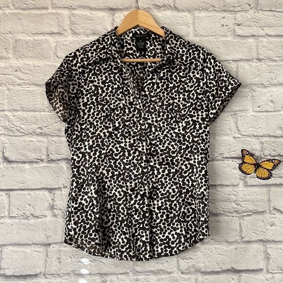 BCBGMAXAZRIA Short Sleeve Polka Dot Blouse Size Medium - Picture 2 of 8